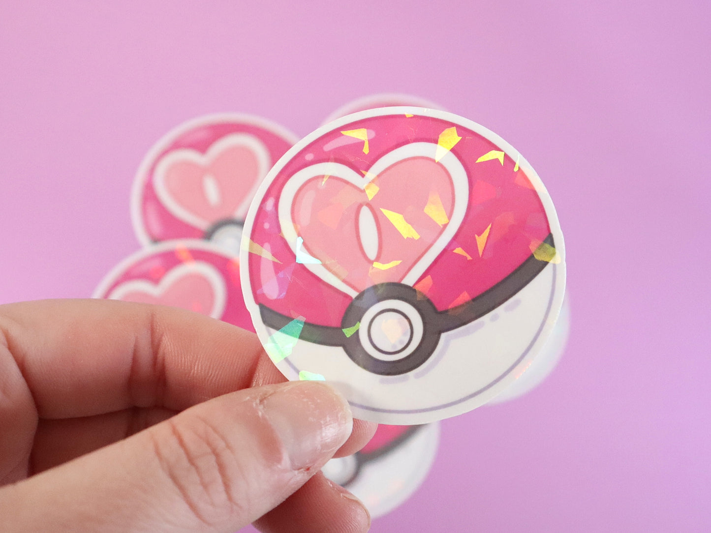 Sparkly Heart Ball Vinyl Sticker