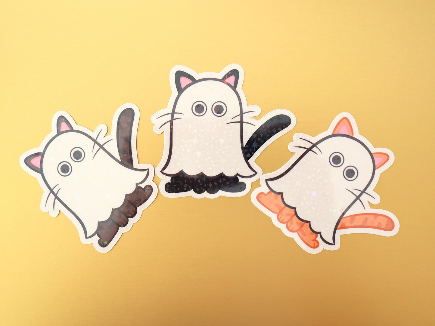 Sparkly Spooky Ghost Kitty Vinyl Stickers