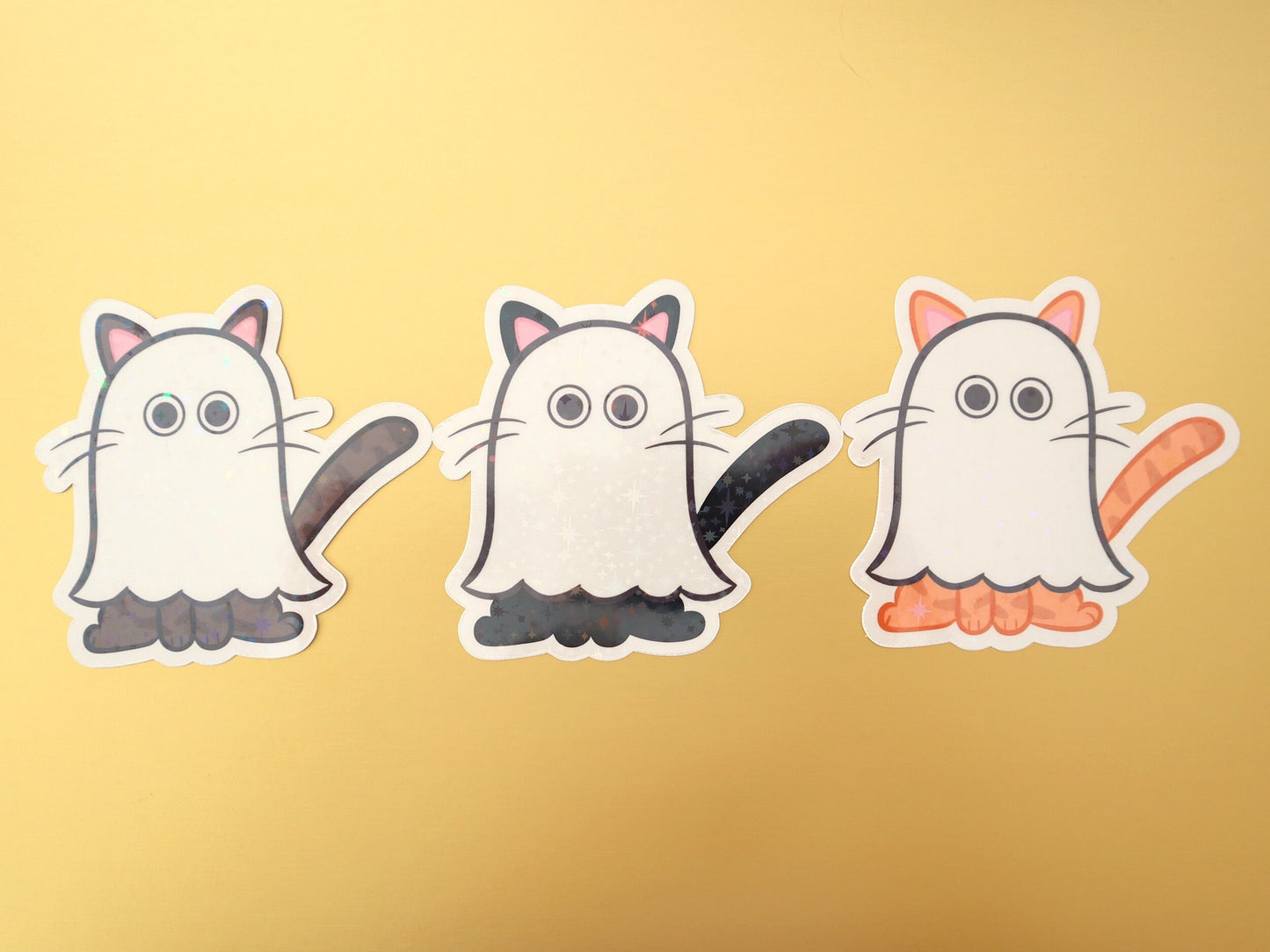 Sparkly Spooky Ghost Kitty Vinyl Stickers