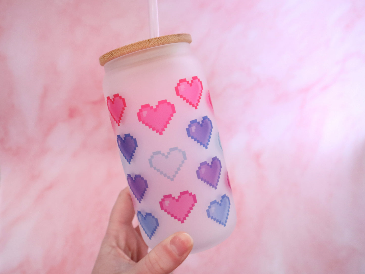 Pixel Heart Frosted Glass