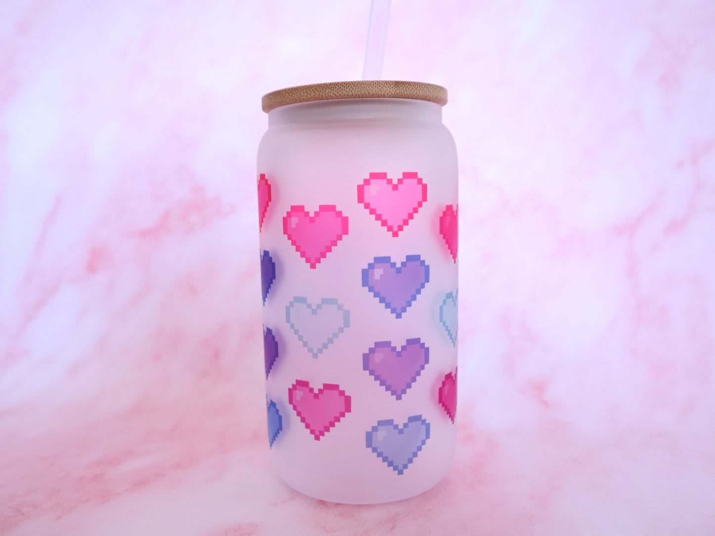 Pixel Heart Frosted Glass