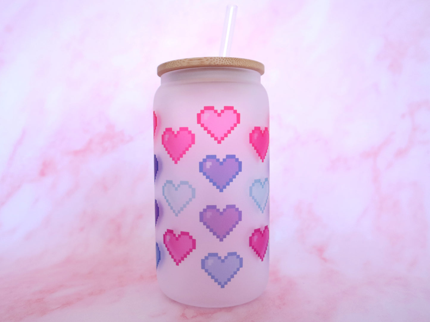 Pixel Heart Frosted Glass